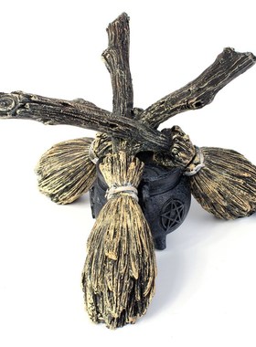 eom水晶球展示架树脂扫帚塔罗桌面装饰支架水晶球底座球座