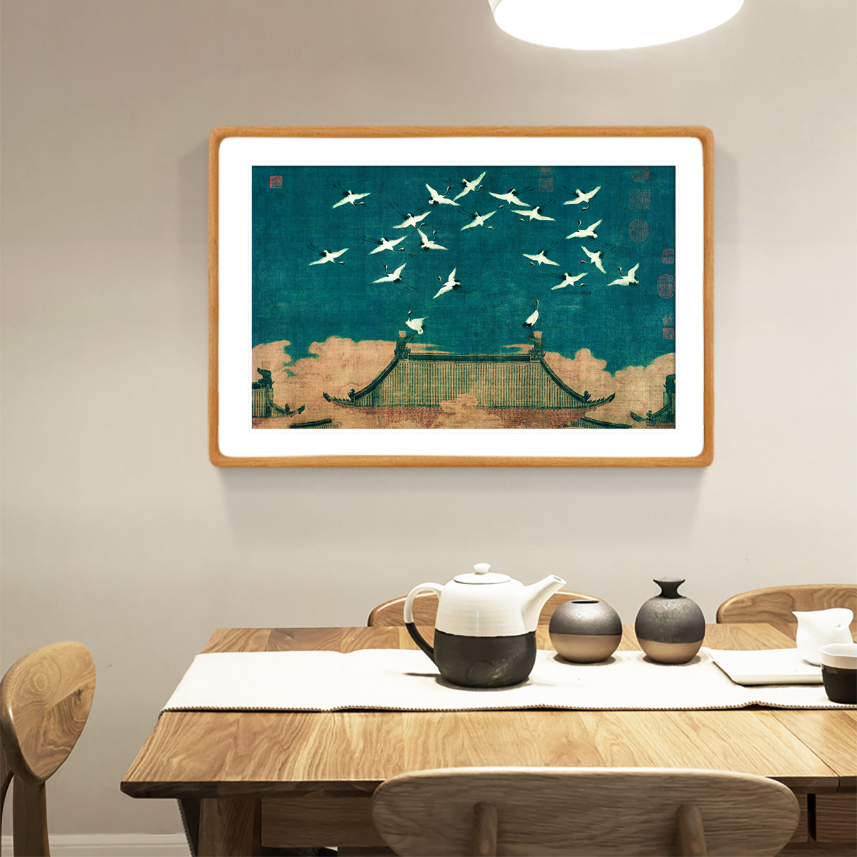 宋微宗赵佶瑞鹤图装饰画中古风挂画瘦金体书房茶室餐厅床头字壁画