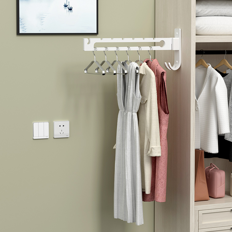 浴室晾衣架挂钩室内伸缩杆免打孔宿舍卫生间多功能 l型浴帘杆撑杆