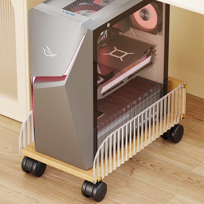 机托架台式电脑滑轮底座机箱支架托盘桌下放置架万向轮底托架子