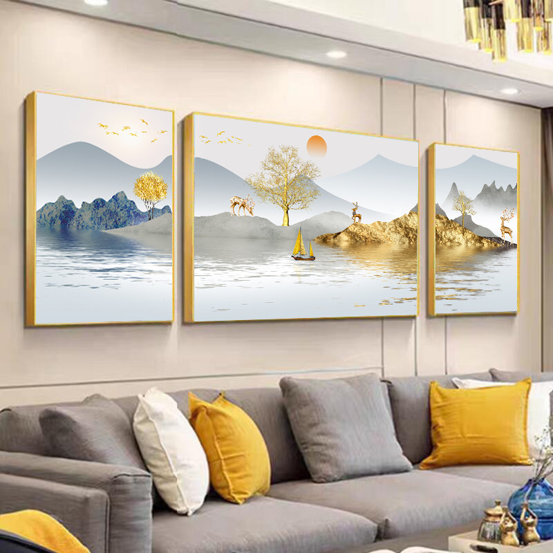 客厅装饰画现代晶瓷画沙发背景墙挂画三联壁画抽象艺术画,家居饰品,现代装饰画,淘宝优惠券,粉丝福利购,淘宝优惠卷