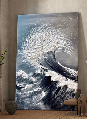 海浪肌理画di材料全石英砂肌理画数字油画玄关客厅手工装饰画