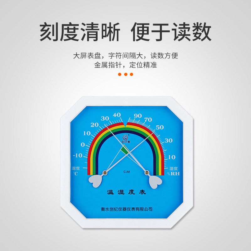八角壁挂温度计干湿度计工业高精度家用室内药房养殖大棚温湿度表