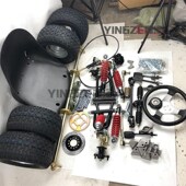 自制改装 卡丁车四轮车前后方向盘转向米后轴轮胎