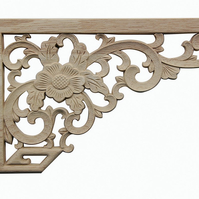 实木角花 东阳木雕欧式贴花橡胶木未油漆镂空角花贴花木雕