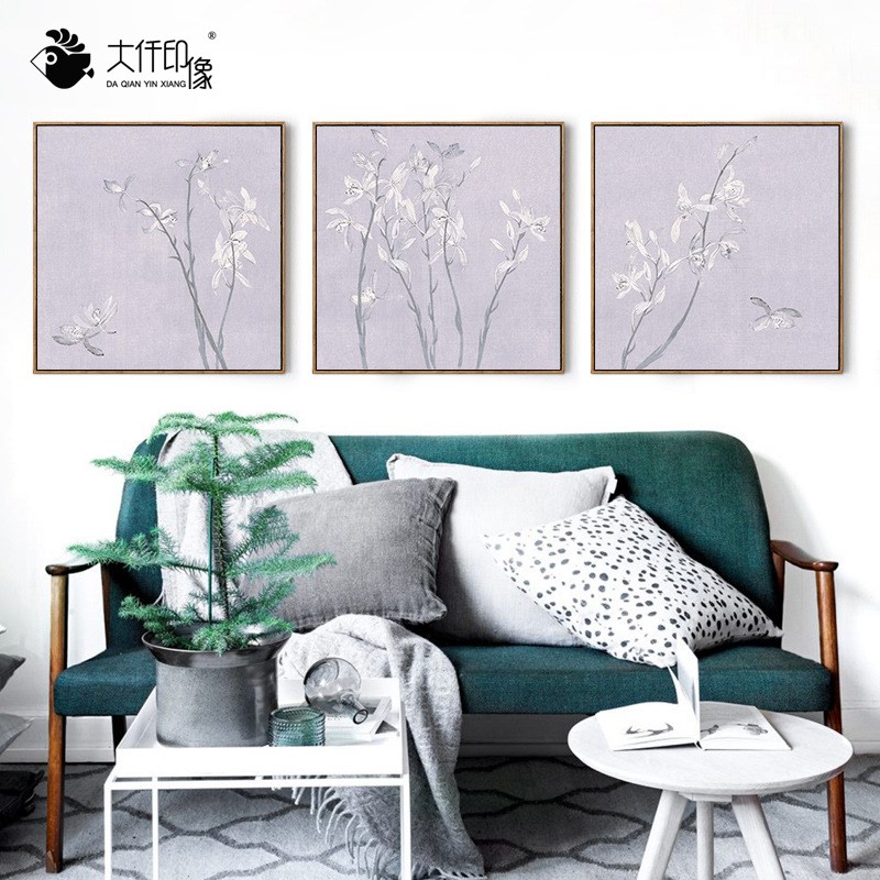 大仟印像 花卉客厅餐厅书房装饰画中式现代简约轻奢沙发挂画卧室图片