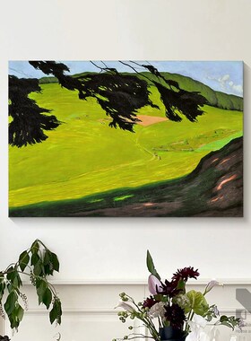 绿野轻法式复古风景饰画夏天绿色油画客厅沙发背景墙挂画