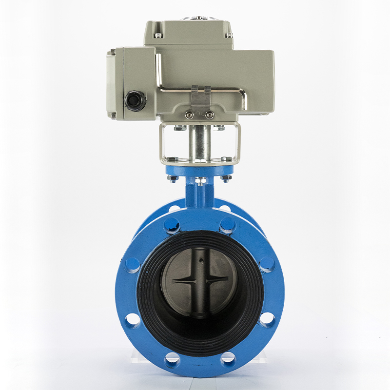 电动蝶D91X-1Q法兰式橡胶四氟软密封球墨板门 DN-