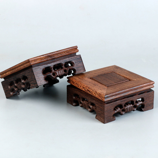 鸡翅木印章玉玺奇石头瓶盆景紫砂壶实木正方形底座木托