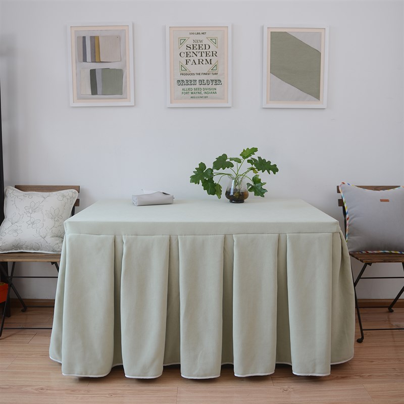 新款冬季防油防污奶油风保暖加绒中厚绿色烤火罩电炉电取暖桌罩