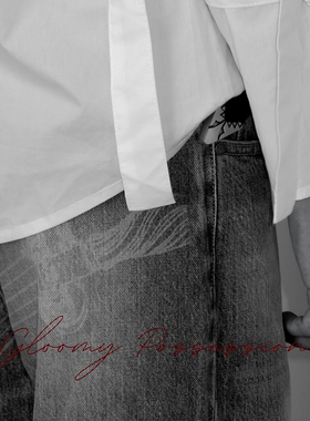 Gloomy Possession【FAITH】设计感简约百搭烧花微喇牛仔裤