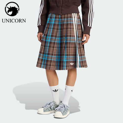 Adidas/阿迪达斯正品三叶草女士休闲格纹日常透气半身裙KW4529