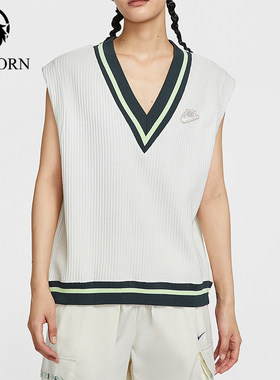 Nike/耐克正品Sportswear女士休闲宽松针织V领背心T恤IM7483-133