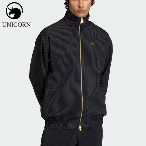 Adidas/阿迪达斯正品三叶草男士休闲立领竖条纹运动外套KC9051