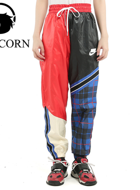 Nike/耐克正品新款女红色合身拼色复古经典运动长裤CI7918-010