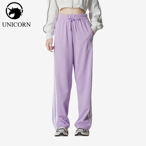 Adidas/阿迪达斯官方正品三条纹休闲直筒裤新款女针织长裤JY3142