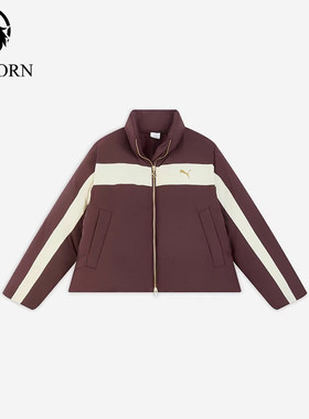 Puma/彪马正品新款女酒红米白色保暖时尚拼色羽绒服634283-96