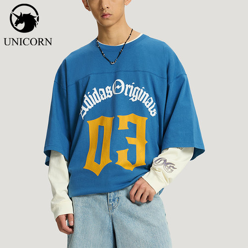 Adidas/阿迪达斯官方正品三叶草男士宽松印花时尚针织T恤KT3040