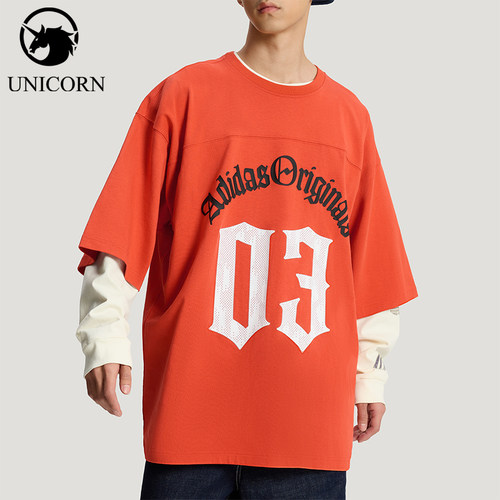 Adidas/阿迪达斯正品三叶草男士亲肤宽松个性时尚印花T恤KR0407