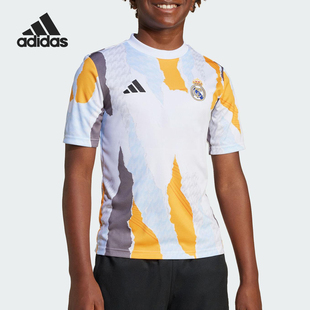 透气足球运动短袖 Adidas 大童时尚 新款 JJ3491 阿迪达斯正品