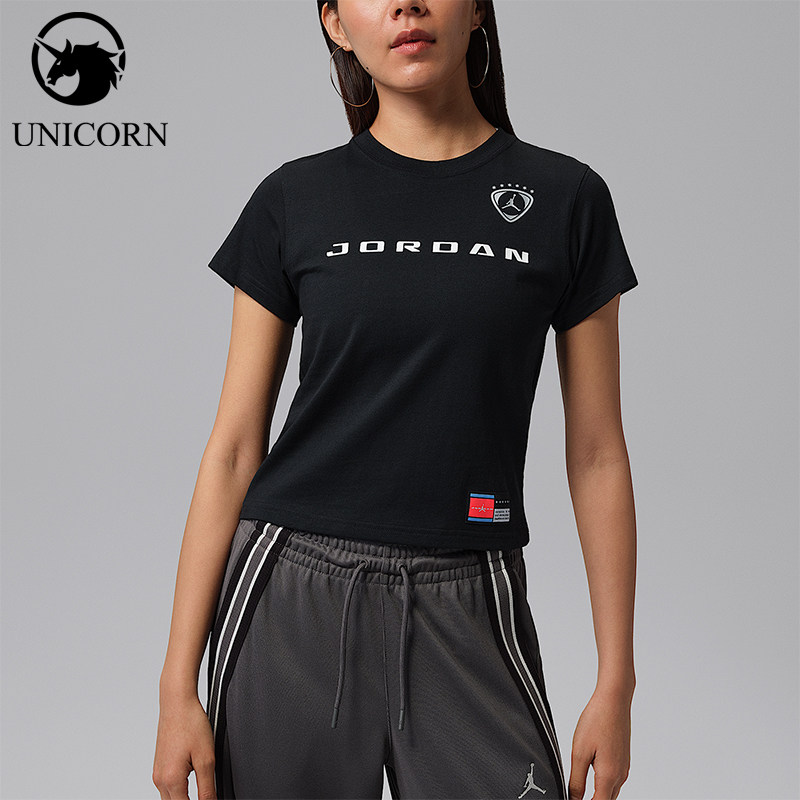 Nike/耐克正品JORDANBroklyn新款女黑金属经典银色T恤IR8804-010