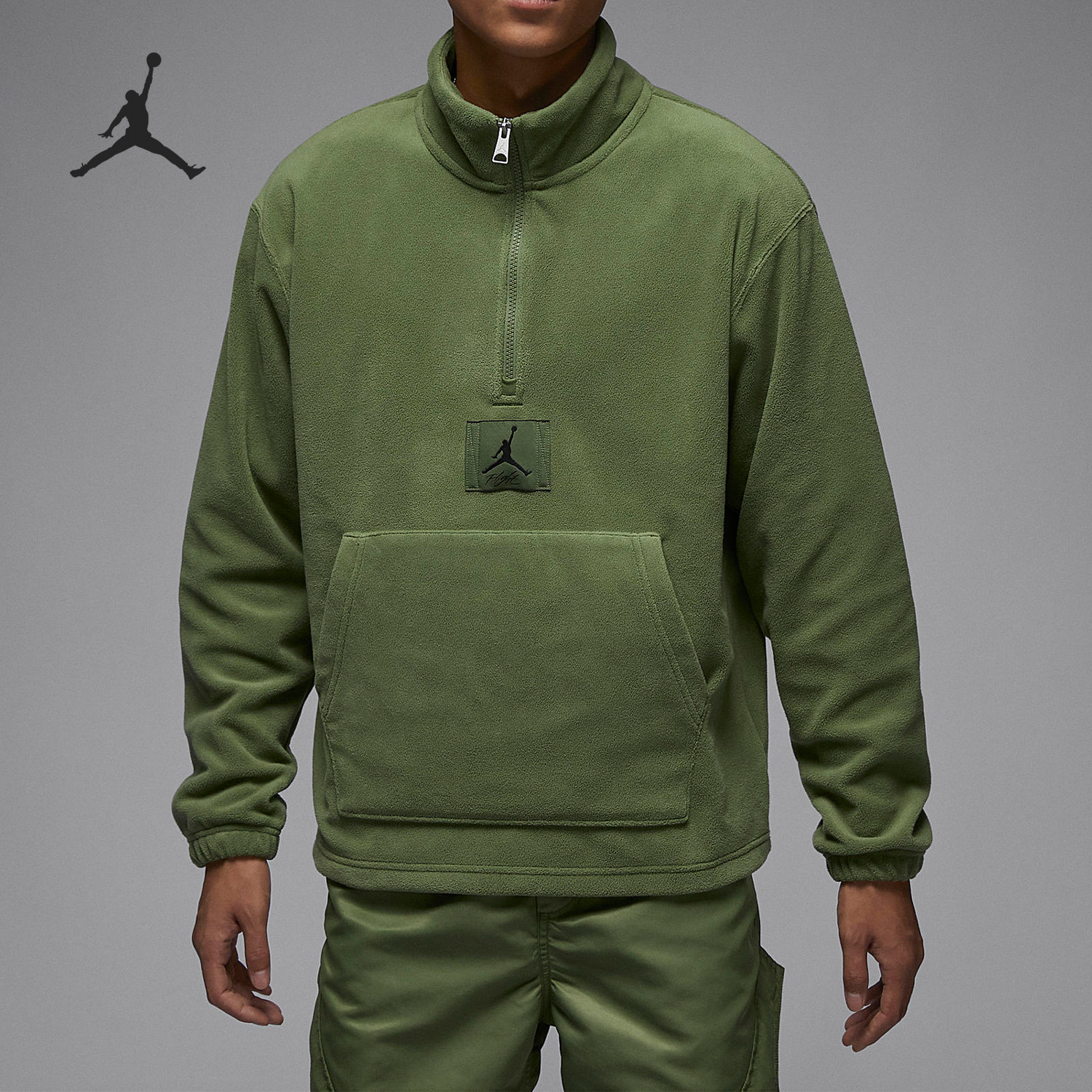 Nike/耐克正品JORDAN男士摇粒绒保暖半拉链卫衣FD7864-340