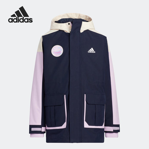 Adidas/阿迪达斯正品二合一可拆卸大童运动连帽羽绒服HY0570