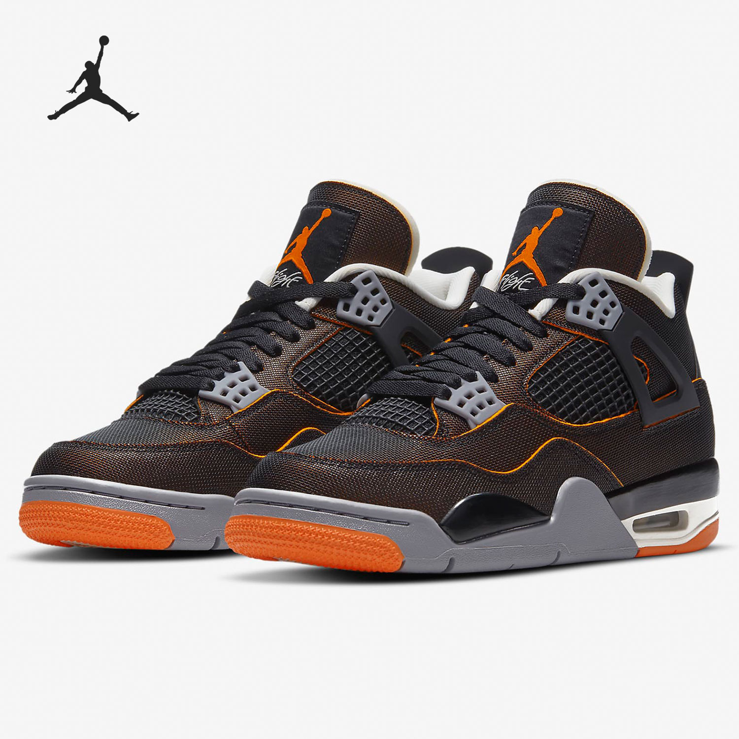 Nike/耐克正品Air Jordan 4 AJ4黑橙金属橙男女篮球鞋CW7183-100