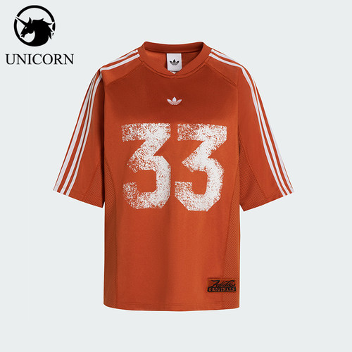 Adidas/阿迪达斯正品三叶草女士宽松V领条纹短袖T恤LE8314