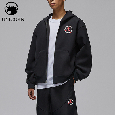 Nike/耐克正品JORDAN男士休闲连帽针织印花运动外套IF1811-010