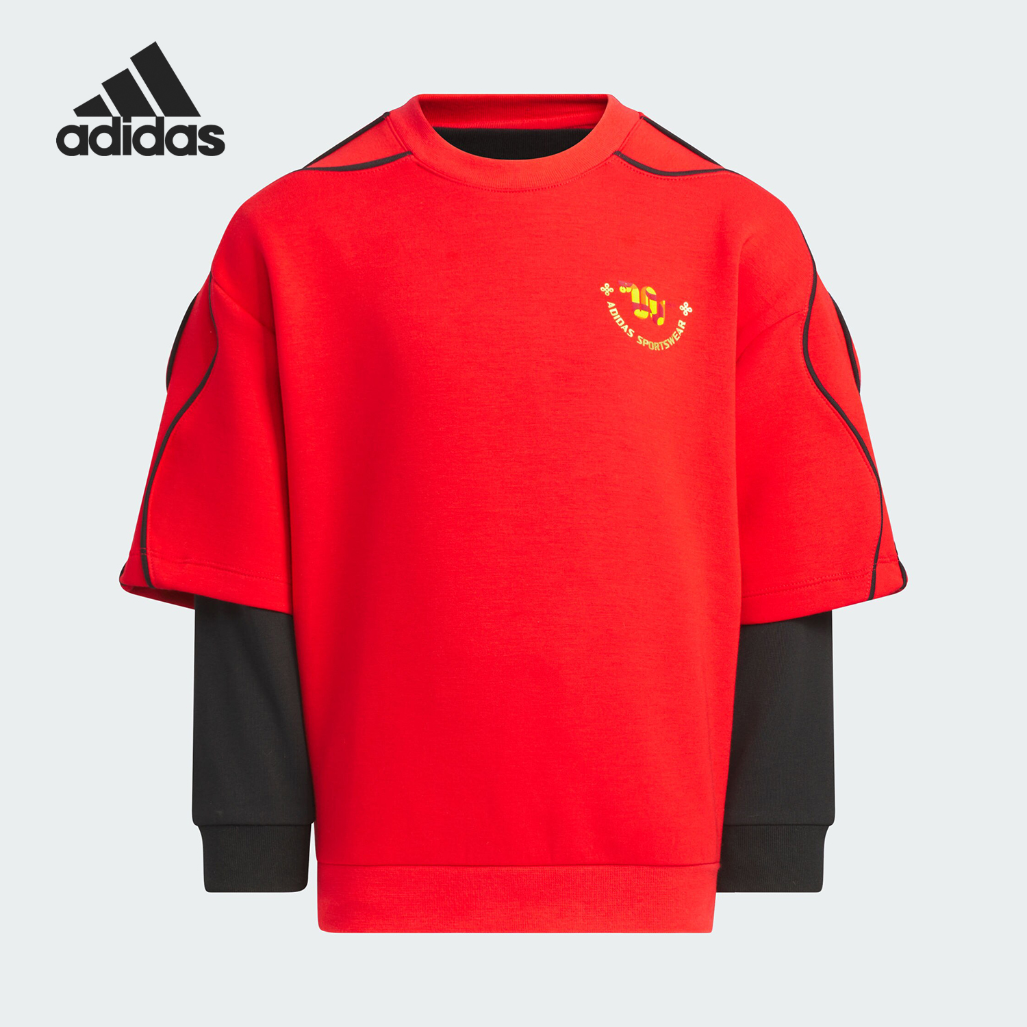 Adidas/阿迪达斯正品秋冬新款儿童拼接二合一保暖卫衣JM5837