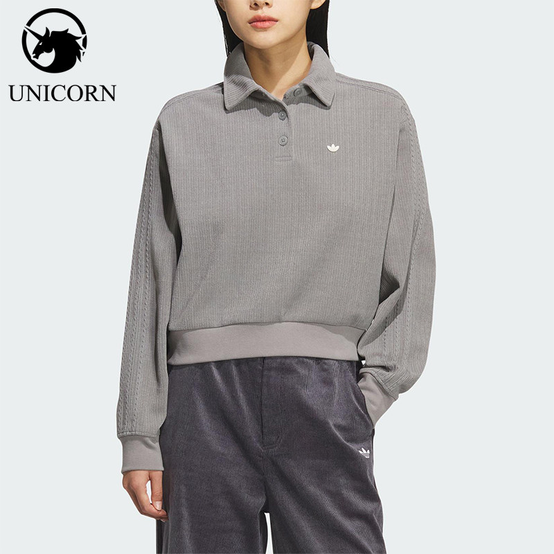 Adidas/阿迪达斯正品三叶草女士短款宽松针织运动POLO衫KS5981