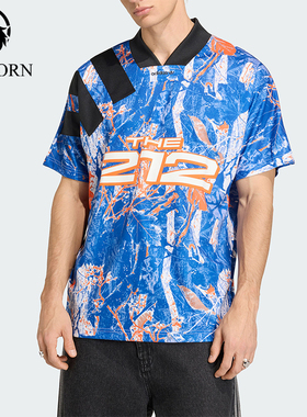Adidas/阿迪达斯正品三叶草新款男蓝橙色出街经典短袖球衣KD8432