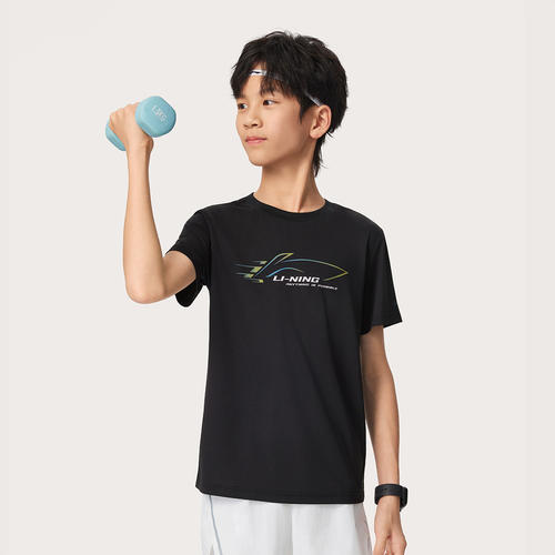 李宁正品2026年男女小大童宽松舒适日常时尚百搭短袖T恤YTSW111-5
