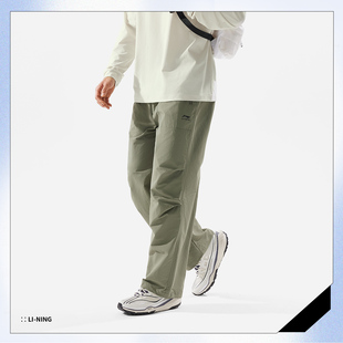 李宁正品 AYKV227 健身系列男子拒水防泼舒适宽松直筒梭织运动长裤
