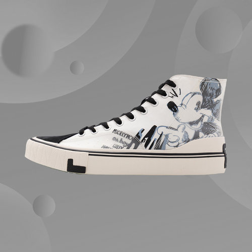 李宁休闲鞋女鞋米奇联名款女子时尚经典高帮运动鞋 AGCQ324