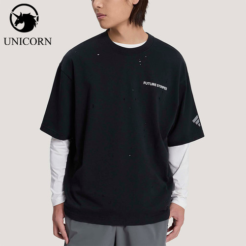 Adidas/阿迪达斯官方正品2026男士日常休闲宽松耐穿针织T恤KS0007