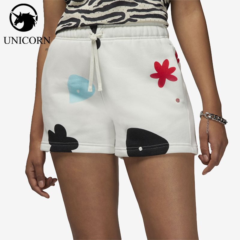 Nike/耐克正品2025女士休闲印花松紧腰中腰直筒短裤DQ4610-133