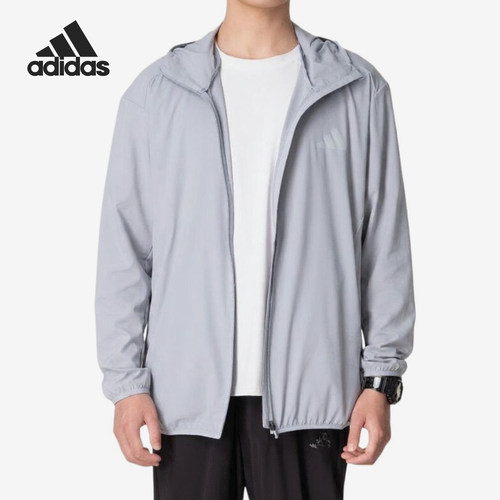 Adidas阿迪达斯正品跑步男速干拉链口袋连帽长袖运动帽子KU8498