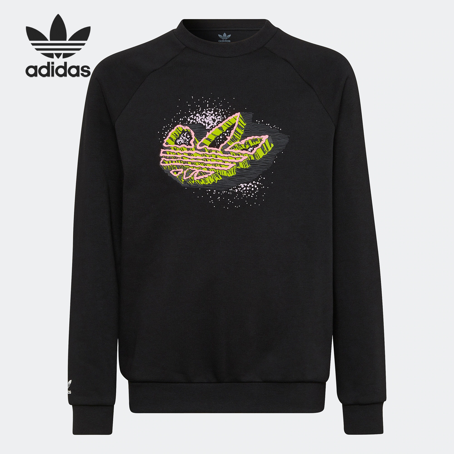 Adidas/阿迪达斯正品三叶草大童运动休闲印花套头卫衣HL6873