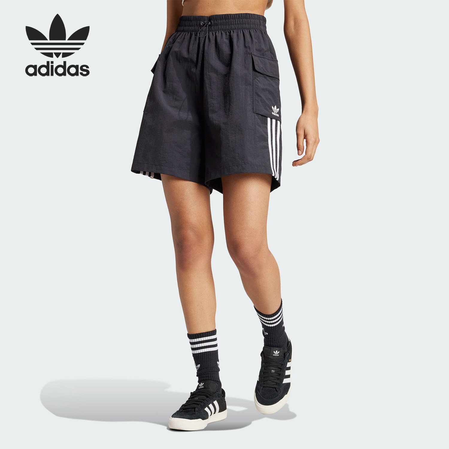 Adidas/阿迪达斯正品三叶草女士宽松梭织简约休闲短裤JH1077,运动服/休闲服装,运动中长裤／短裤,淘宝优惠券,粉丝福利购,淘宝优惠卷