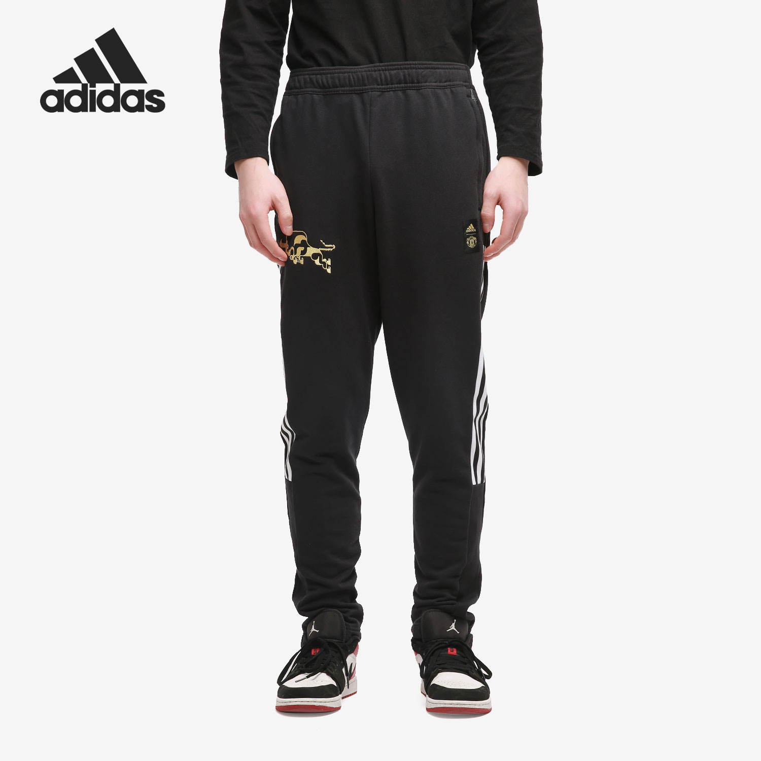 Adidas/阿迪达斯正品男子长裤CNY牛年曼联足球运动裤休闲裤GK9442