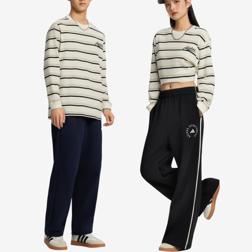 Adidas阿迪达斯正品条纹系列男女长袖透气针织圆领运动T恤LD8850