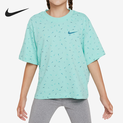 Nike/耐克正品新款大童运动时尚休闲印花圆领短袖FD5366-349