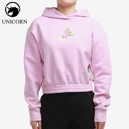 Nike/耐克正品2025冬季款女士连帽短款刺绣卫衣DH1375-621