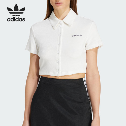 Adidas/阿迪达斯官方正品三叶草女士修身日常短款POLO衫JC5334