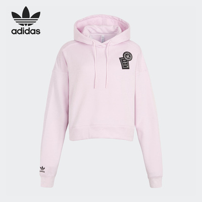 Adidas/阿迪达斯正品三叶草女子时尚印花休闲连帽卫衣IK4312