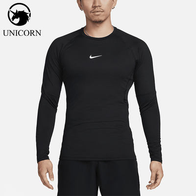 Nike/耐克正品Pro Warm男士运动薄绒拼接速干长袖T恤FB7983-010