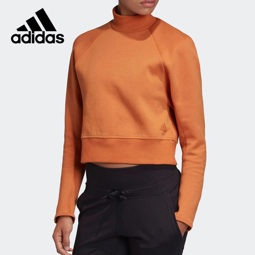 Adidas/阿迪达斯正品 女子短款高领宽松运动训练套头卫衣 DX8419