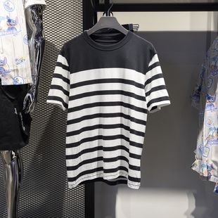 夏季 男士 时尚 条纹透气轻盈运动短袖 李宁正品 T恤AHSU299 2024新款